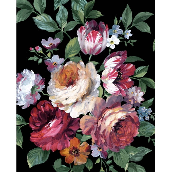 NextWall Ebony & Jewel Box Large Bouquet Floral Peel and Stick Wallpaper