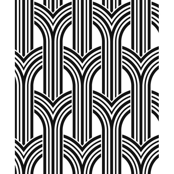 NextWall Ebony & Lace Geometric Arches Peel and Stick Wallpaper - 20.9 in. W x 18 ft. L Roll