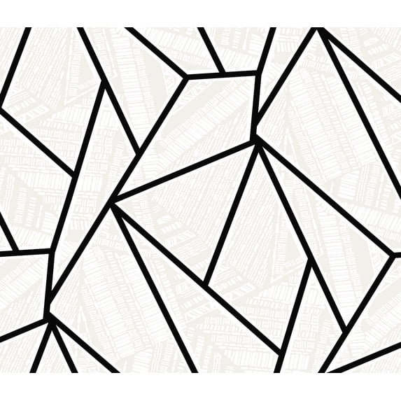 NextWall Ebony & Morning Fog Vector Geo Peel and Stick Wallpaper - 20.9 in. W. x 18 ft. L. Roll