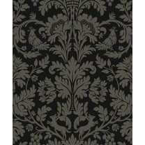 NextWall Ebony & Pavestone Ansel Damask Peel and Stick Wallpaper - 20.9 in. W x 18 ft. L Roll