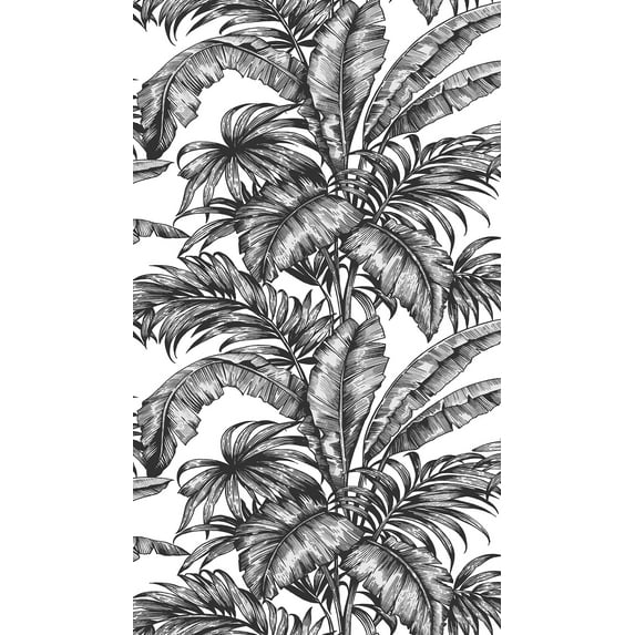 NextWall Ebony & Pearl Palm Jungle Peel and Stick Wallpaper
