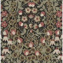 NextWall Ebony & Red Clay Tulip Garden Peel and Stick Wallpaper