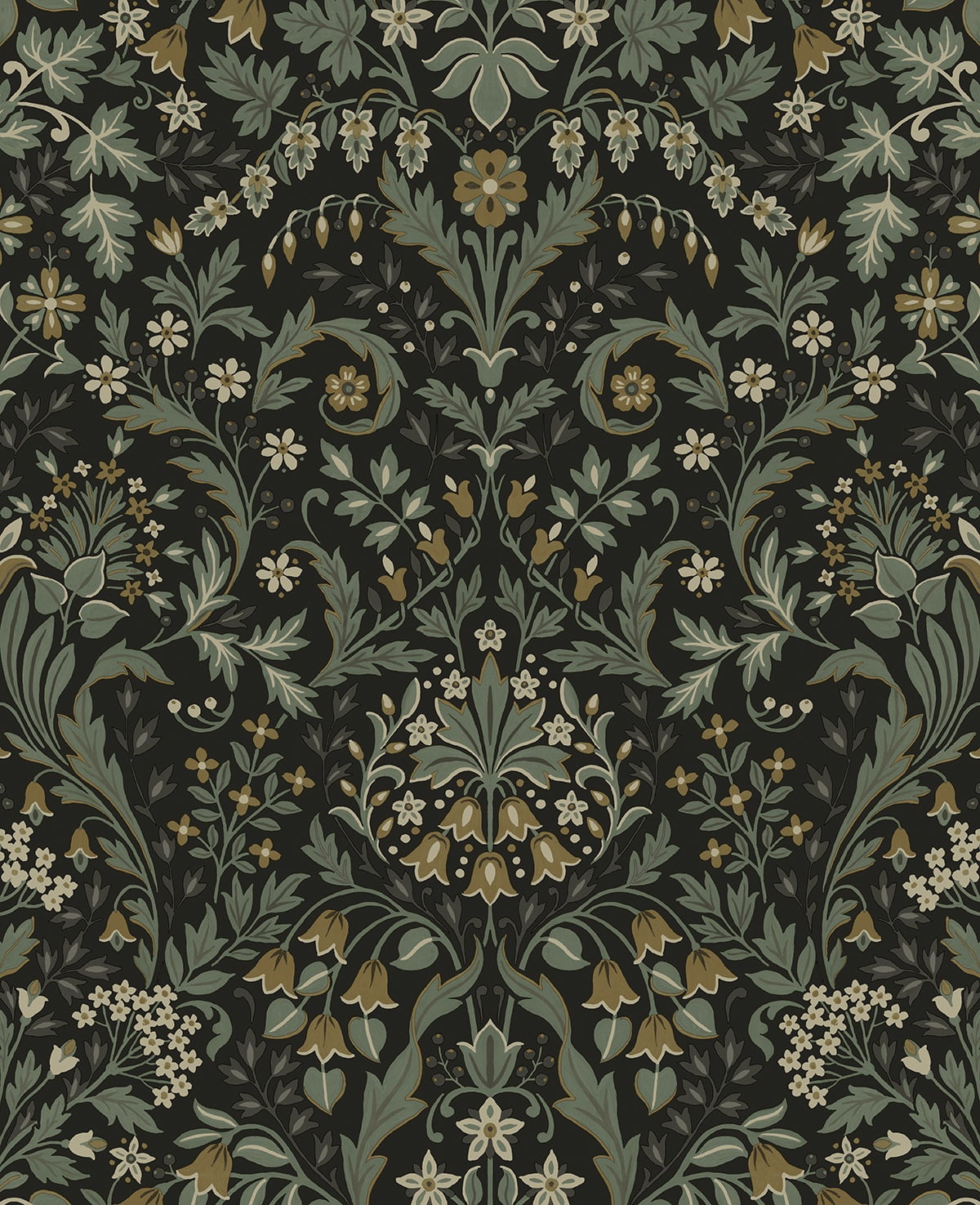 Ebony & Sage Floral Peel and Stick Vinyl Wallpaper Roll