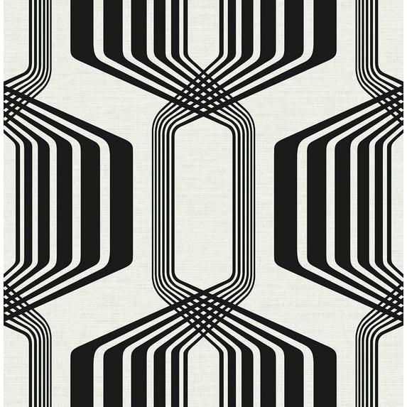 NextWall Ebony Striped Geo Peel and Stick Wallpaper