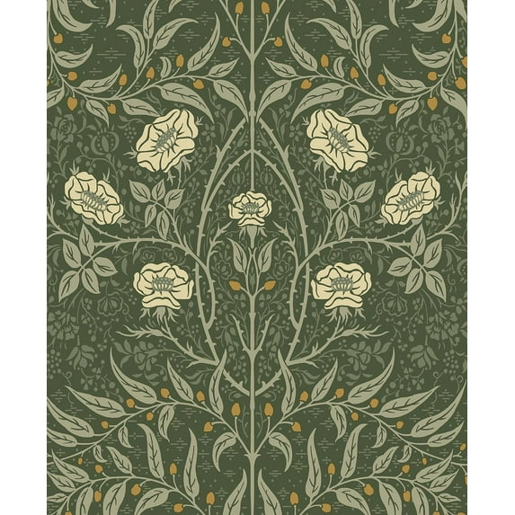 NextWall Evergreen Stenciled Floral Peel and Stick Wallpaper