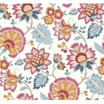 NextWall Fandango Pink & Bluebird Jacobean Blossom Floral Peel and Stick Wallpaper