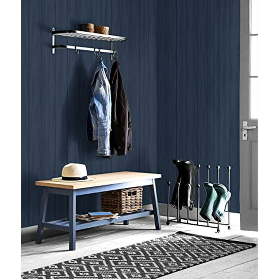 NextWall Faux Wood Panel Peel and Stick Wallpaper (Naval Blue)
