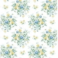 thumbnail image 1 of NextWall  Floral Bunches Peel and Stick Wallpaper 20.5 in. W x 18 ft. L - Blue Stream & Buttercup, 1 of 10