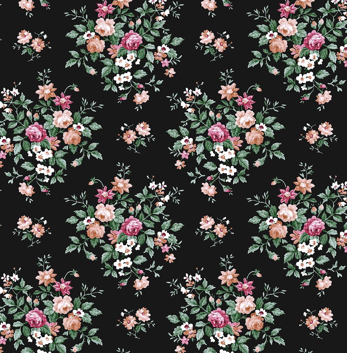 NextWall  Floral Bunches Peel and Stick Wallpaper 20.5 in. W x 18 ft. L - Ebony