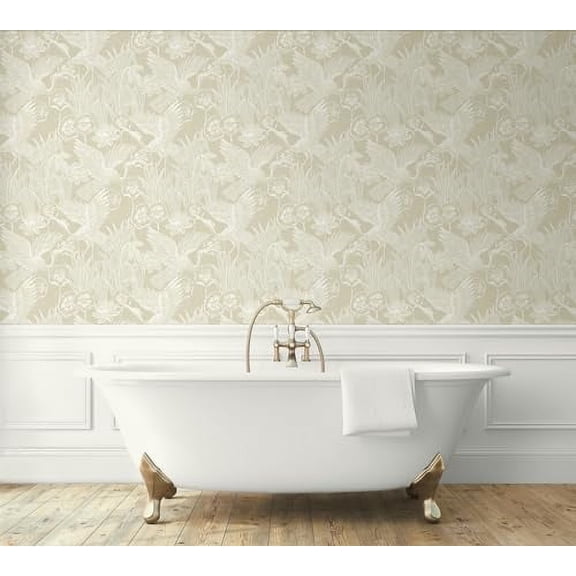 NextWall Floral Heron Peel and Stick Wallpaper (Sand)