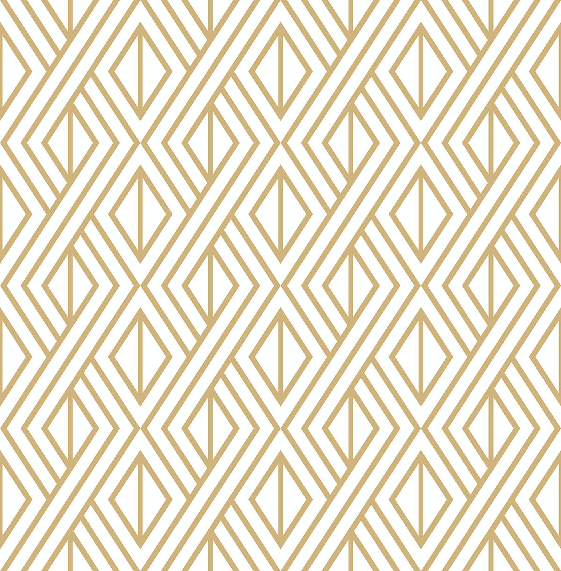 Gold and White Diamond Geometric Peel and Stick Wallpaper