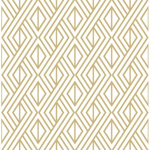 NextWall  Gold Diamond Geometric Peel and Stick Removable Wallpaper - 20.5 in. W x 18 ft. L