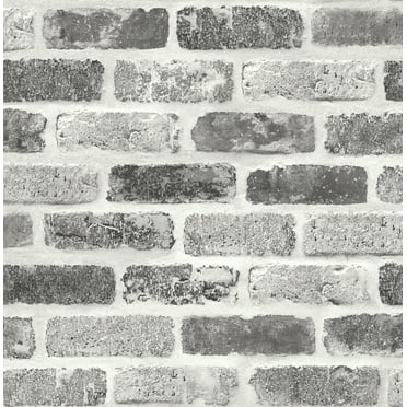 NextWall Gray Washed Brick Peel and Stick Wallpaper