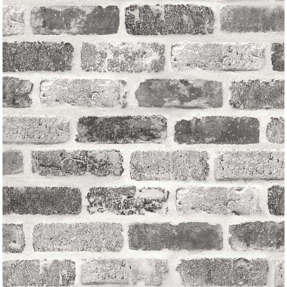 NextWall Gray Washed Brick Peel and Stick Wallpaper