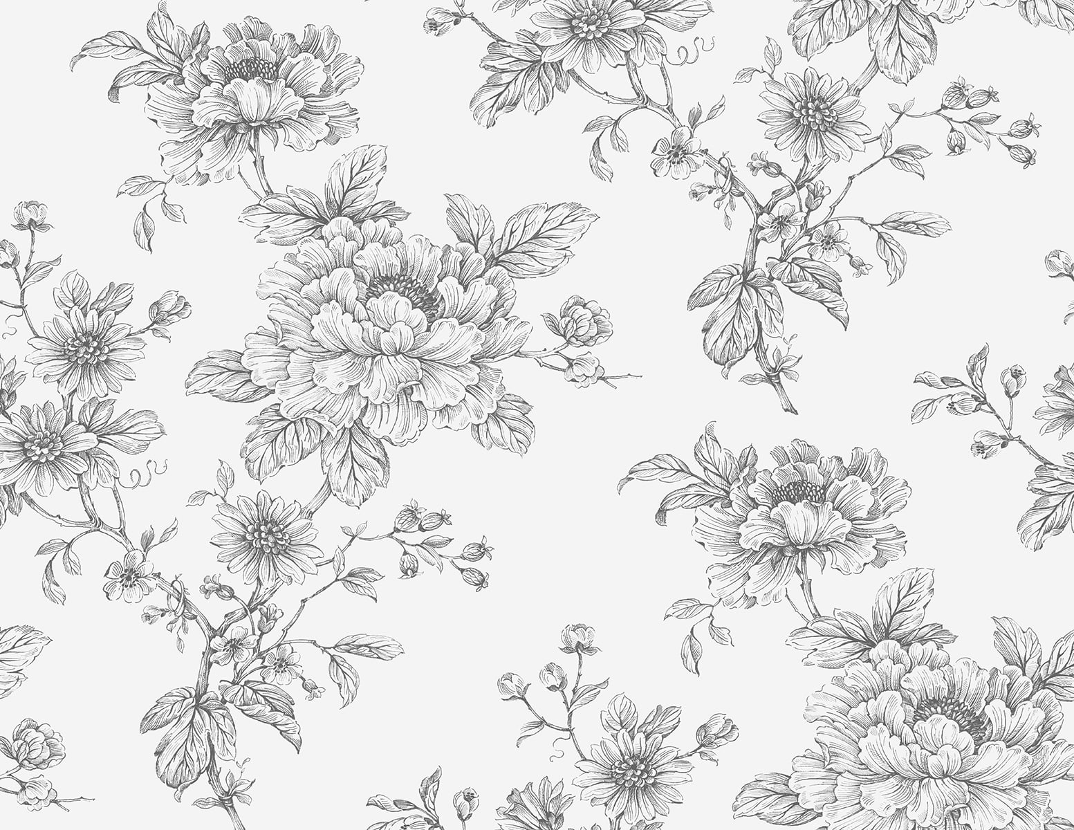 NextWall Grey Sketched Floral Peel and Stick Wallpaper
