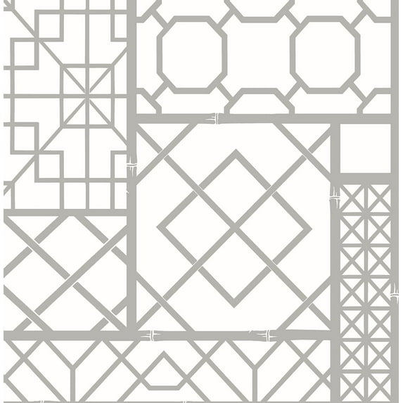 NextWall Harbor Grey Garden Trellis Peel and Stick Wallpaper