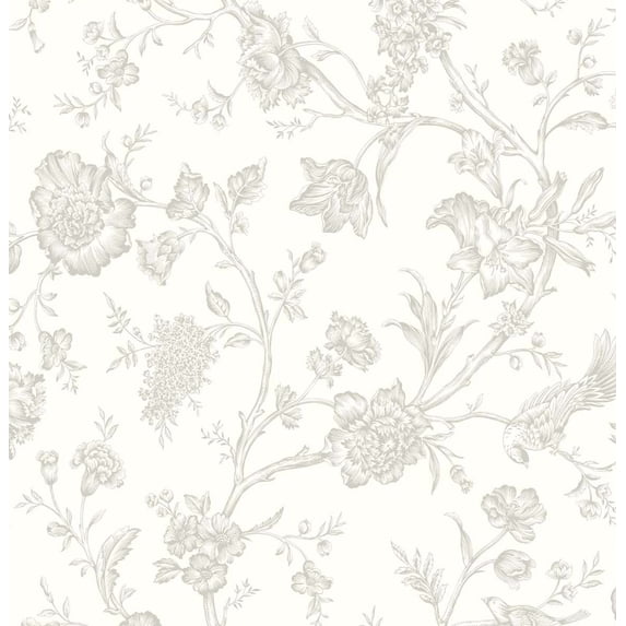 NextWall Harbor Mist Jasmine Chinoiserie Peel and Stick Wallpaper