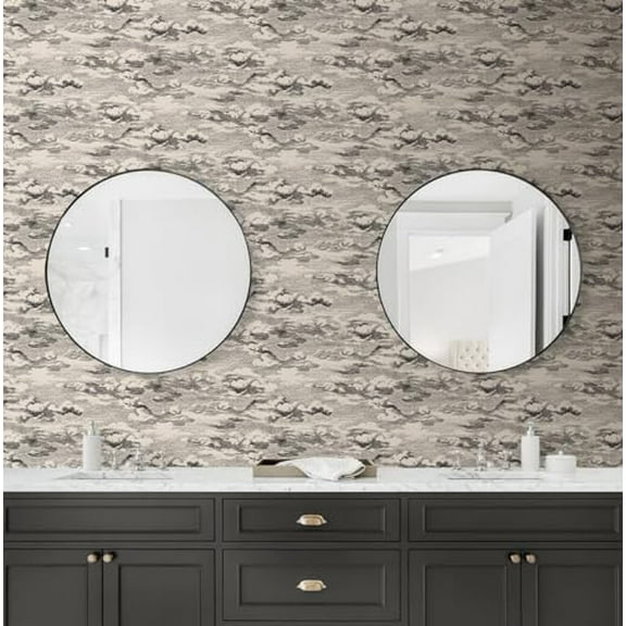 NextWall Harry & Grace Clouds Peel and Stick Wallpaper (Beige & Black)