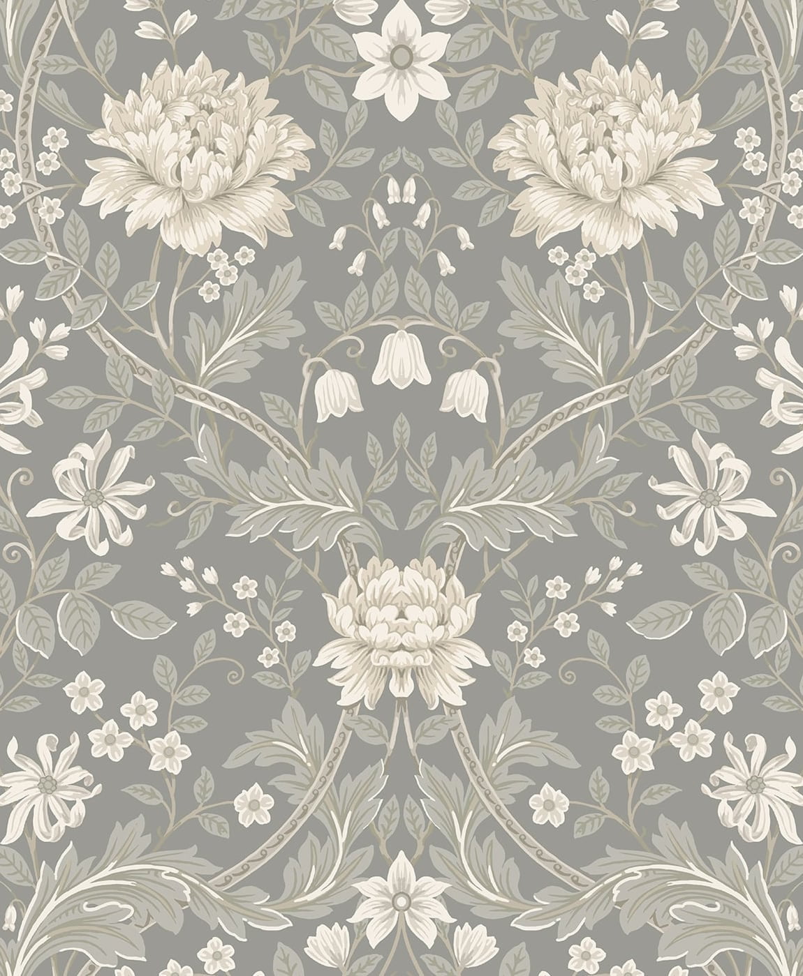 NextWall  Honeysuckle Trail Peel and Stick Wallpaper 20.9 in. W x 18 ft. L - Daydream Grey