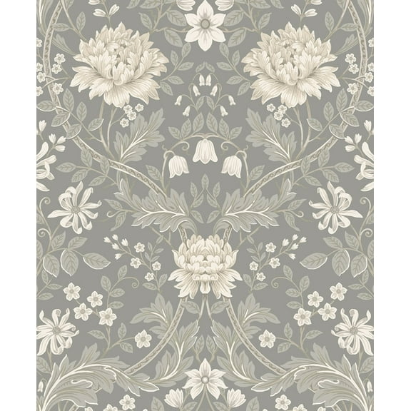 NextWall Honeysuckle Trail Peel and Stick Wallpaper 20.9 in. W x 18 ft. L - Daydream Grey