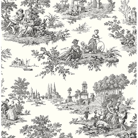 NextWall Inkwell Chateau Toile Peel and Stick Wallpaper
