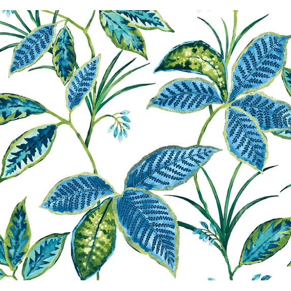 NextWall Lagoon Boho Leaf Trail Peel and Stick Wallpaper