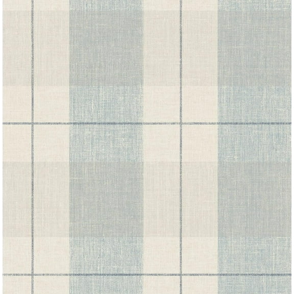 NextWall Lenox Hill Plaid Peel and Stick Wallpaper (Blue & Beige)