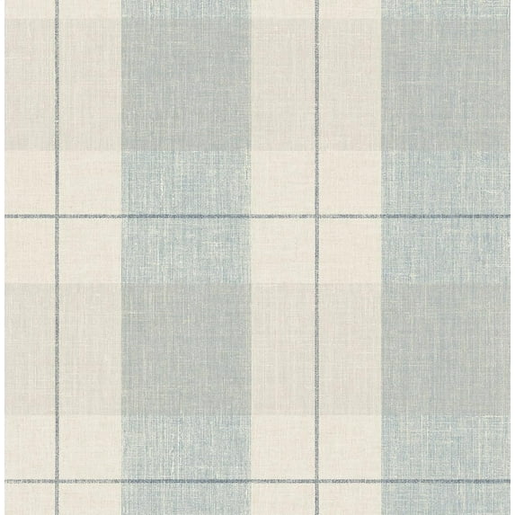 NextWall Lenox Hill Plaid Peel and Stick Wallpaper (Blue & Beige)