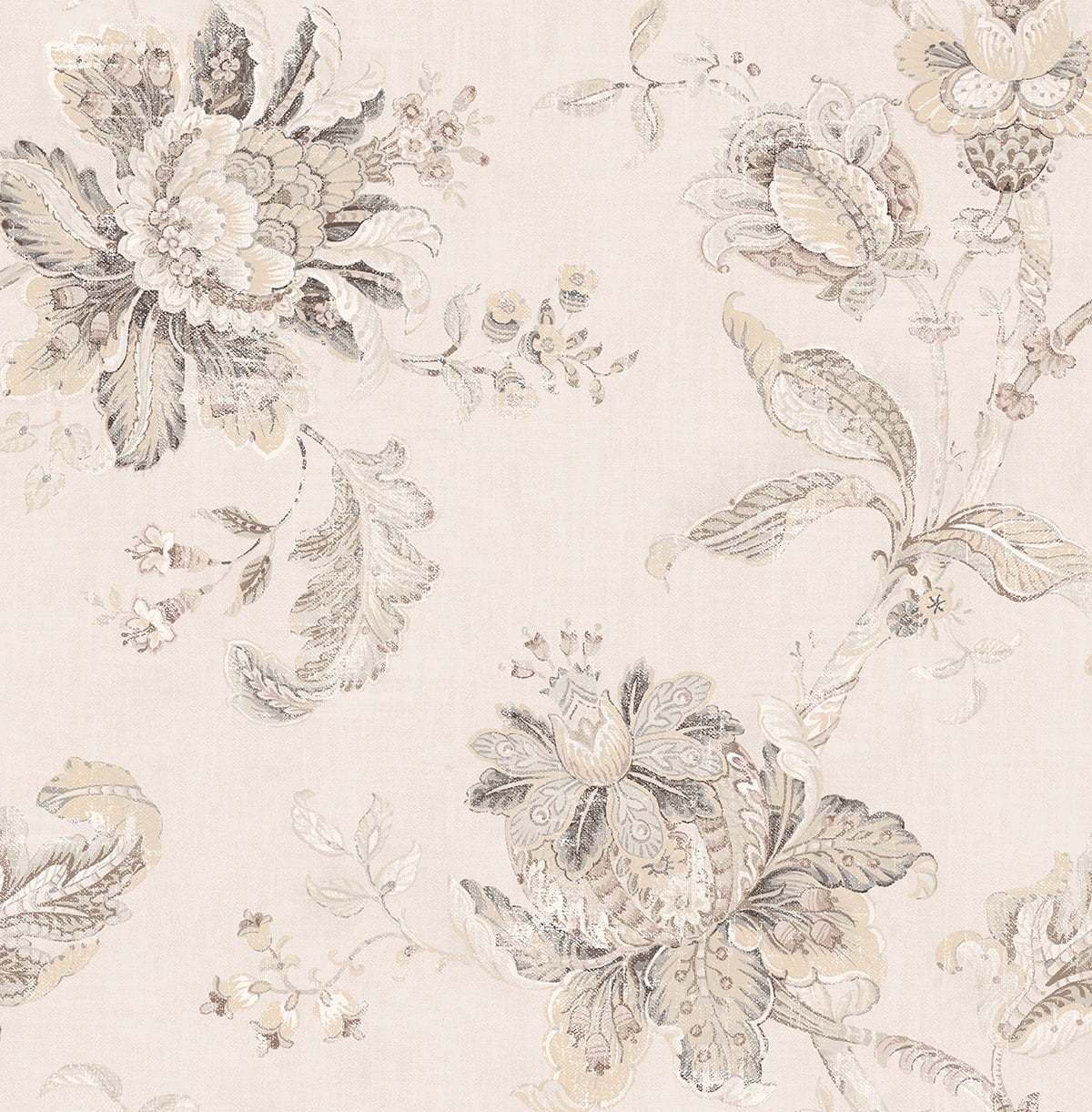 NextWall Linen & Latte Anelda Jacobean Peel and Stick Wallpaper - 20.5 in. W x 18 ft. L Roll