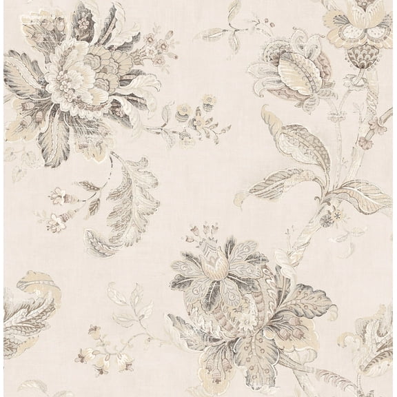 NextWall Linen & Latte Anelda Jacobean Peel and Stick Wallpaper - 20.5 in. W x 18 ft. L Roll
