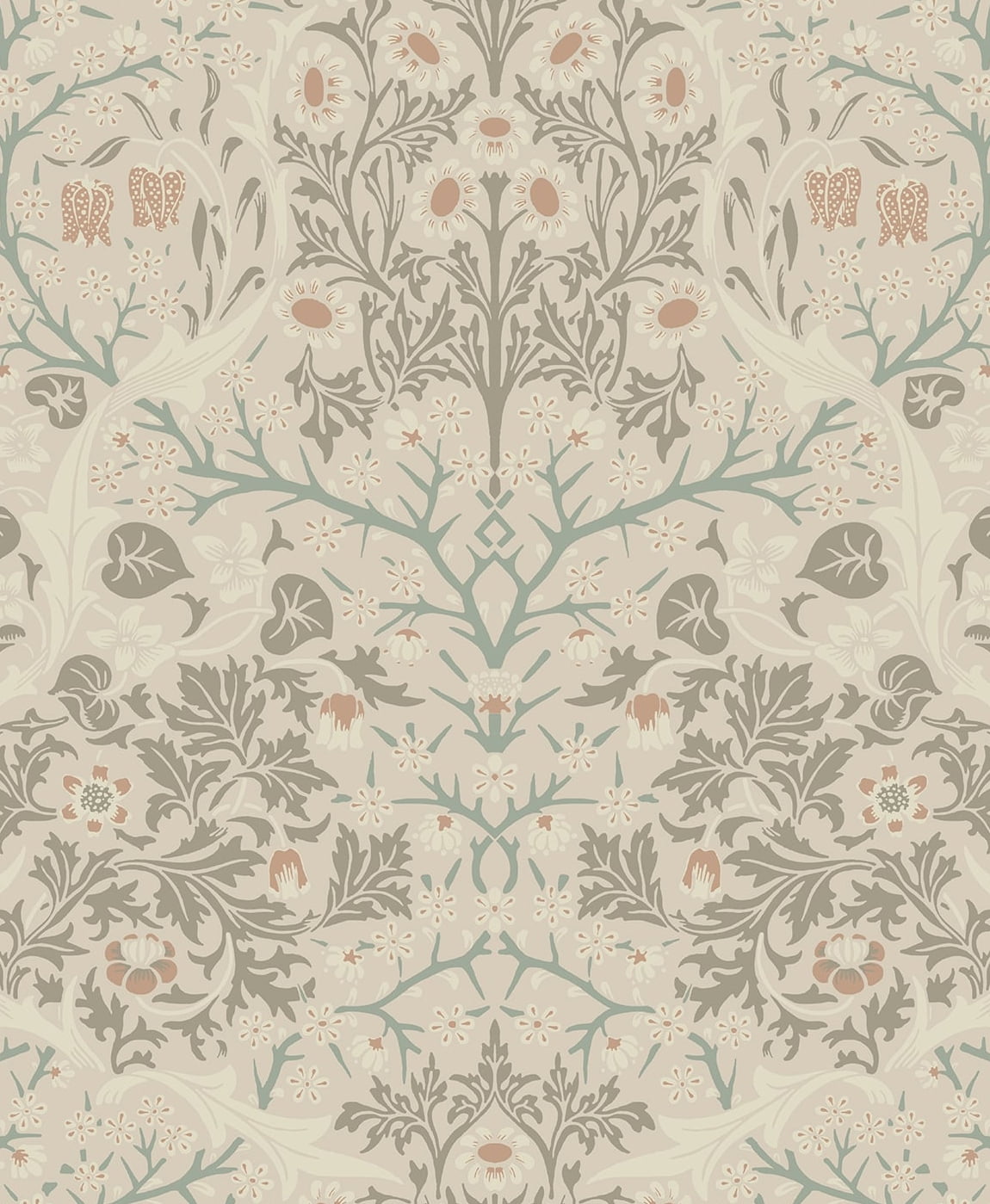 Lunar Rock & Clay Floral Damask Peel and Stick Wallpaper