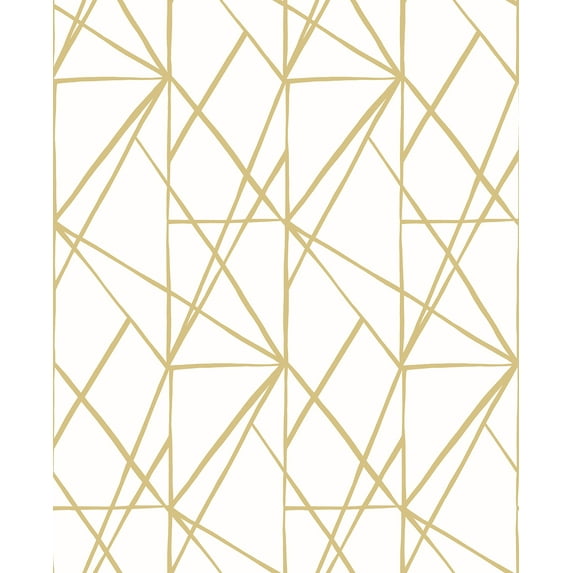NextWall Metallic Gold Quartz Geo Peel and Stick Wallpaper