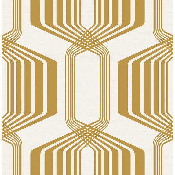 NextWall Metallic Gold Striped Geo Peel and Stick Wallpaper