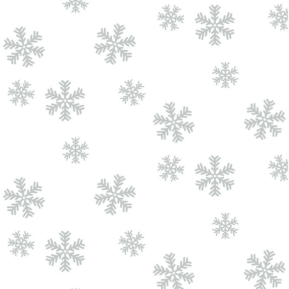 NextWall Metallic Silver Snowflakes Peel and Stick Wallpaper