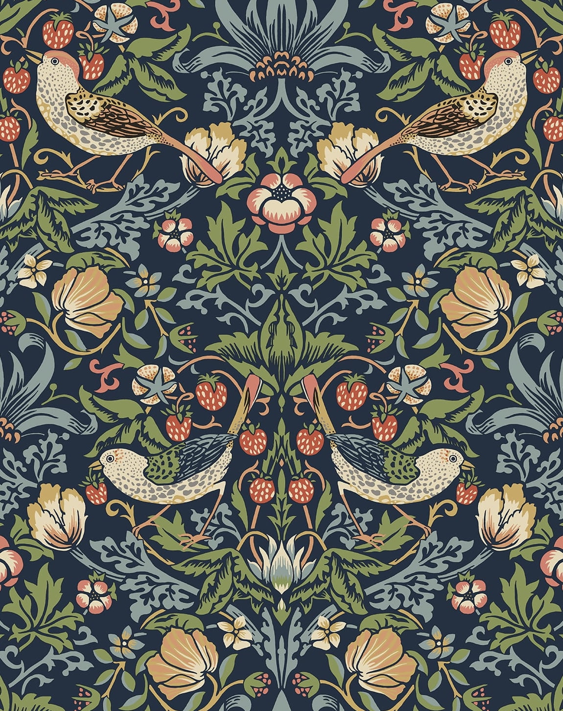 Midnight Blue Botanical Vinyl Peel and Stick Wallpaper Roll