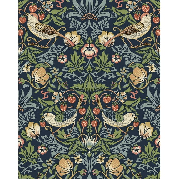 NextWall Midnight Blue Aves Garden Peel and Stick Wallpaper