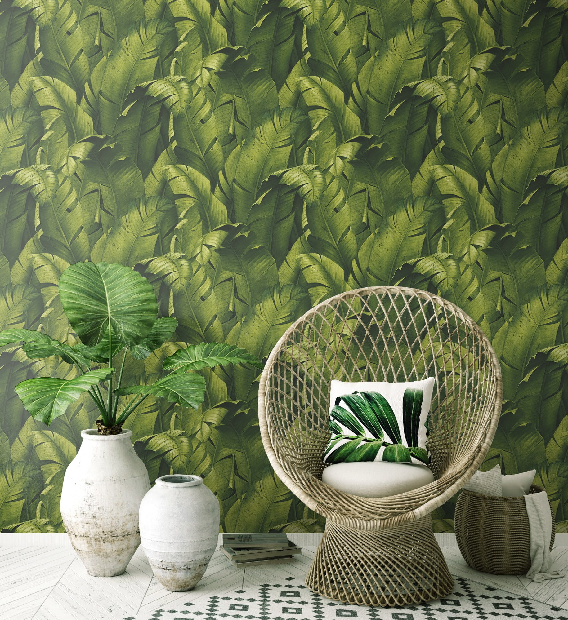 Tropical Green Vinyl Peel and Stick Wallpaper