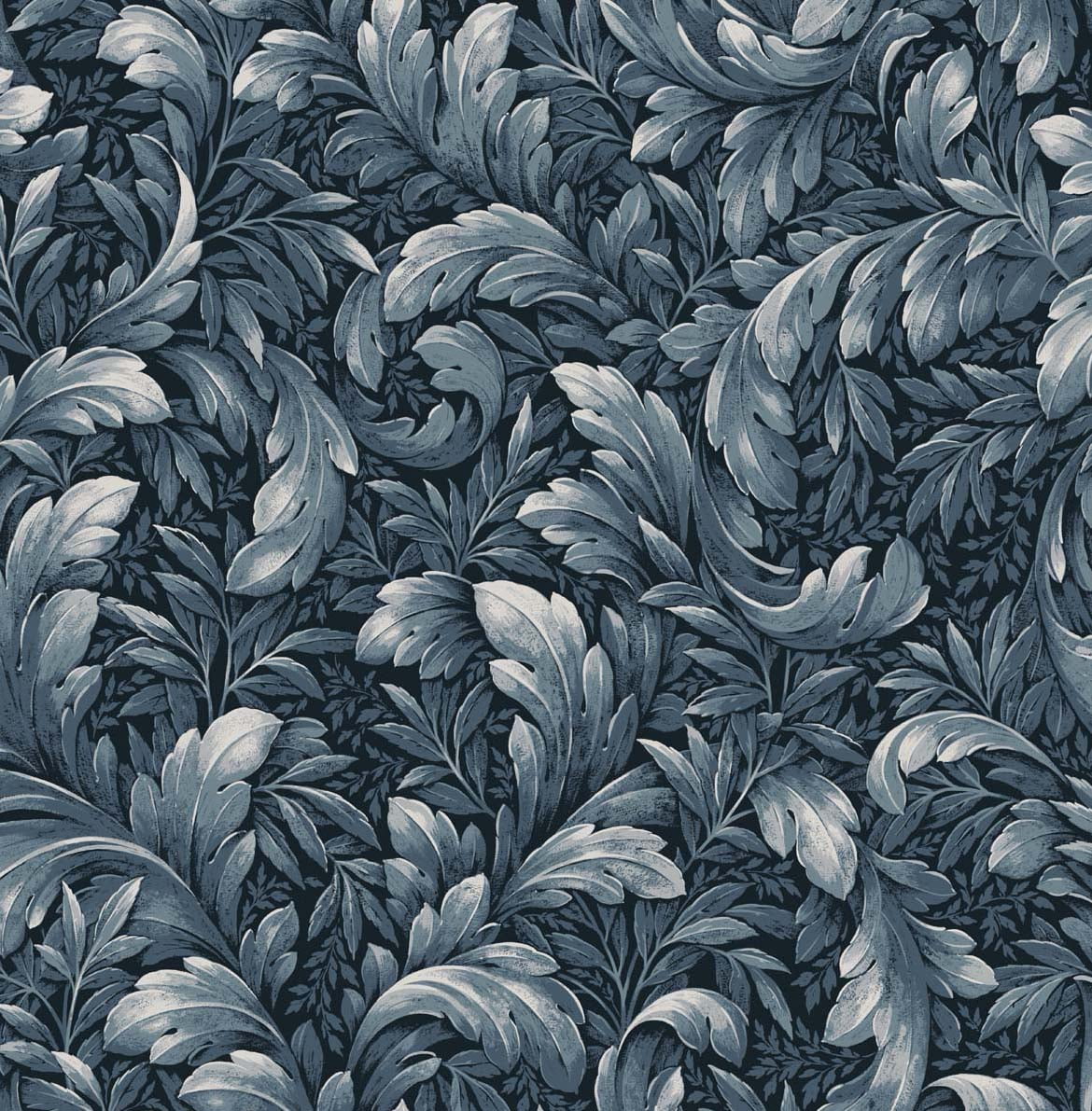 NextWall Navy Blue Acanthus Trail Peel and Stick Wallpaper