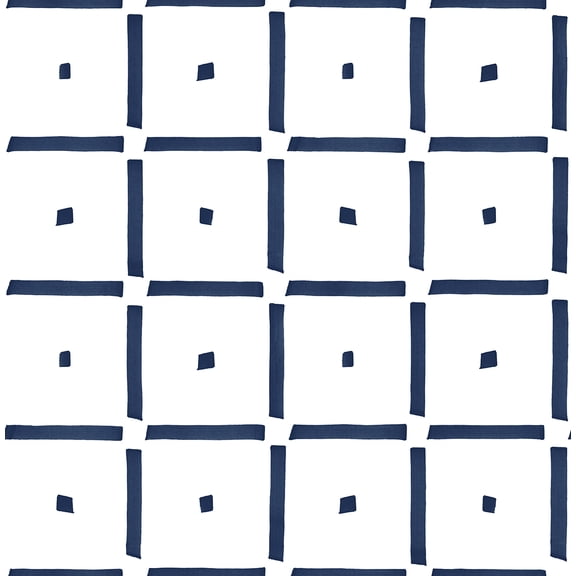 NextWall Navy Blue Check and Spot Peel and Stick Wallpaper