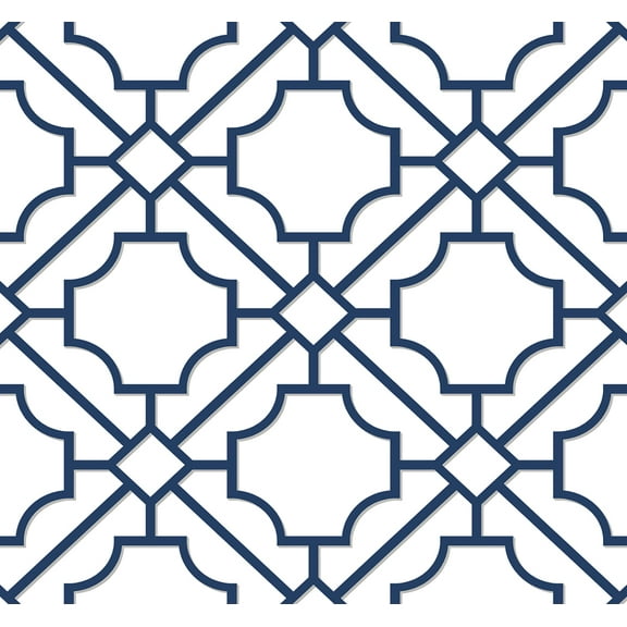 NextWall Navy Blue Lattice Geo Peel and Stick Wallpaper