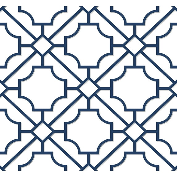 NextWall Navy Blue Lattice Geo Peel and Stick Wallpaper
