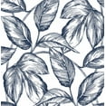 thumbnail image 1 of NextWall Navy Blue Sketched Leaves Peel and Stick Wallpaper, 1 of 9