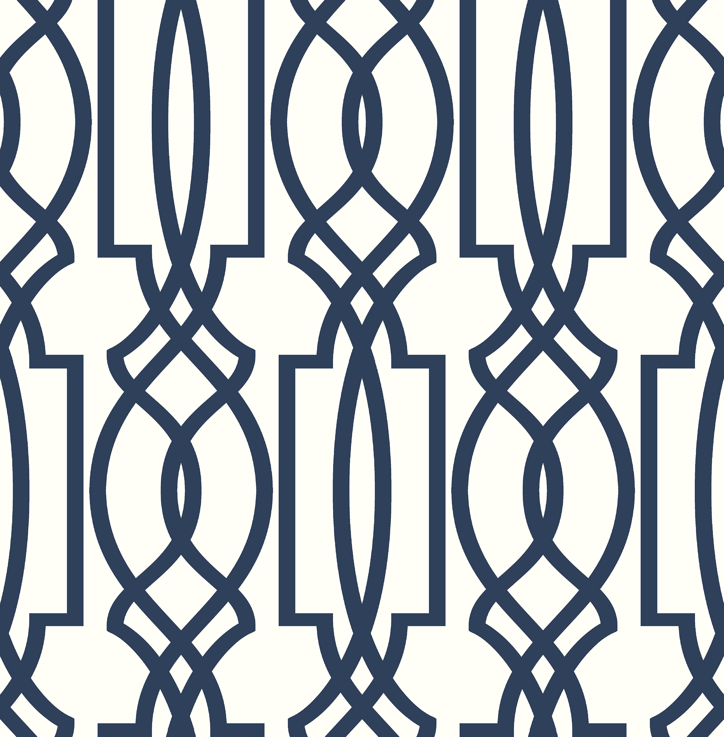 NextWall  Navy Deco Lattice Peel and Stick Removable Wallpaper - 20.5 in. W x 18 ft. L