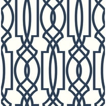 NextWall Navy Deco Lattice Peel and Stick Removable Wallpaper - 20.5 in. W x 18 ft. L