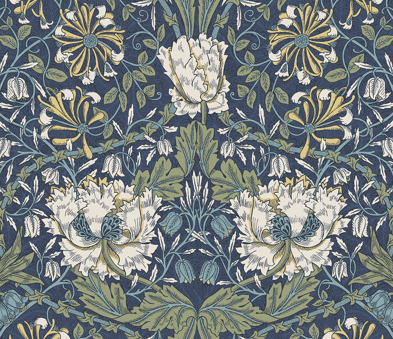 NextWall  Ogee Flora Peel and Stick Wallpaper - 20.9 in. W x 18 ft. L