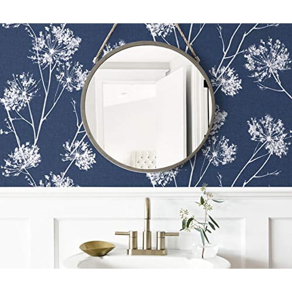 NextWall One O'Clocks Botanical Peel and Stick Wallpaper (Denim Blue)