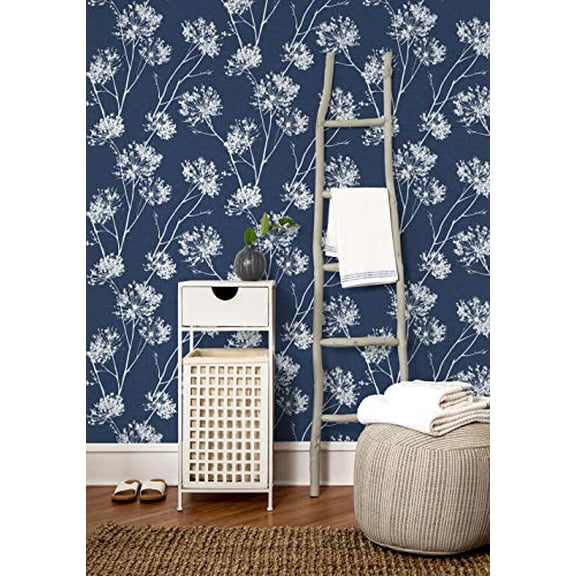 NextWall One O'Clocks Botanical Peel and Stick Wallpaper (Denim Blue)
