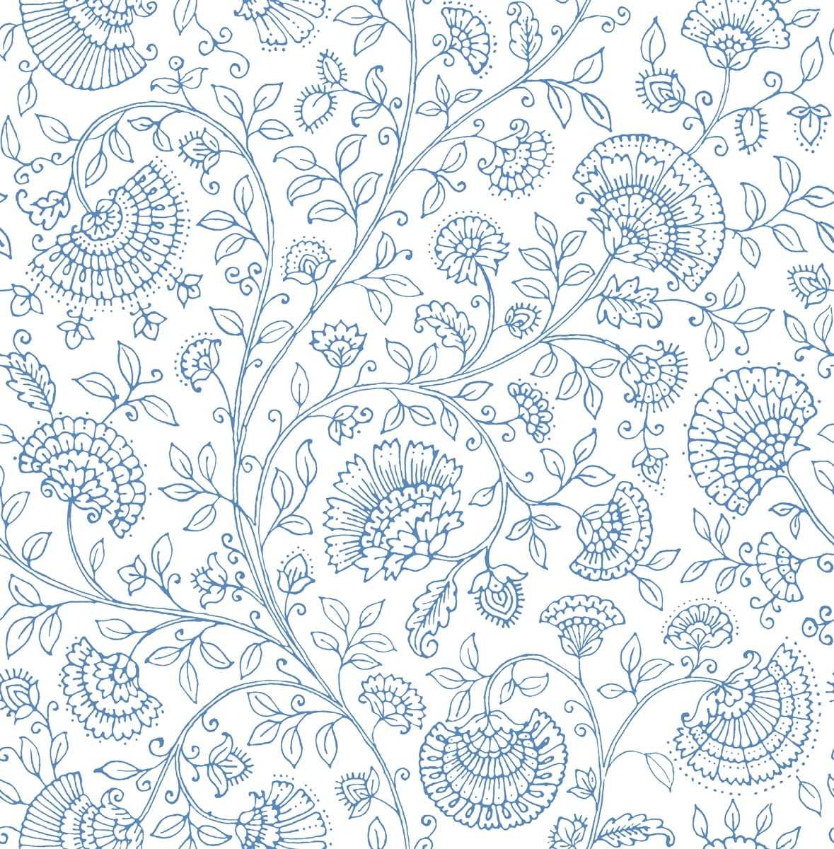 NextWall  Paisley Trail Peel and Stick Removable Wallpaper Blue Bell