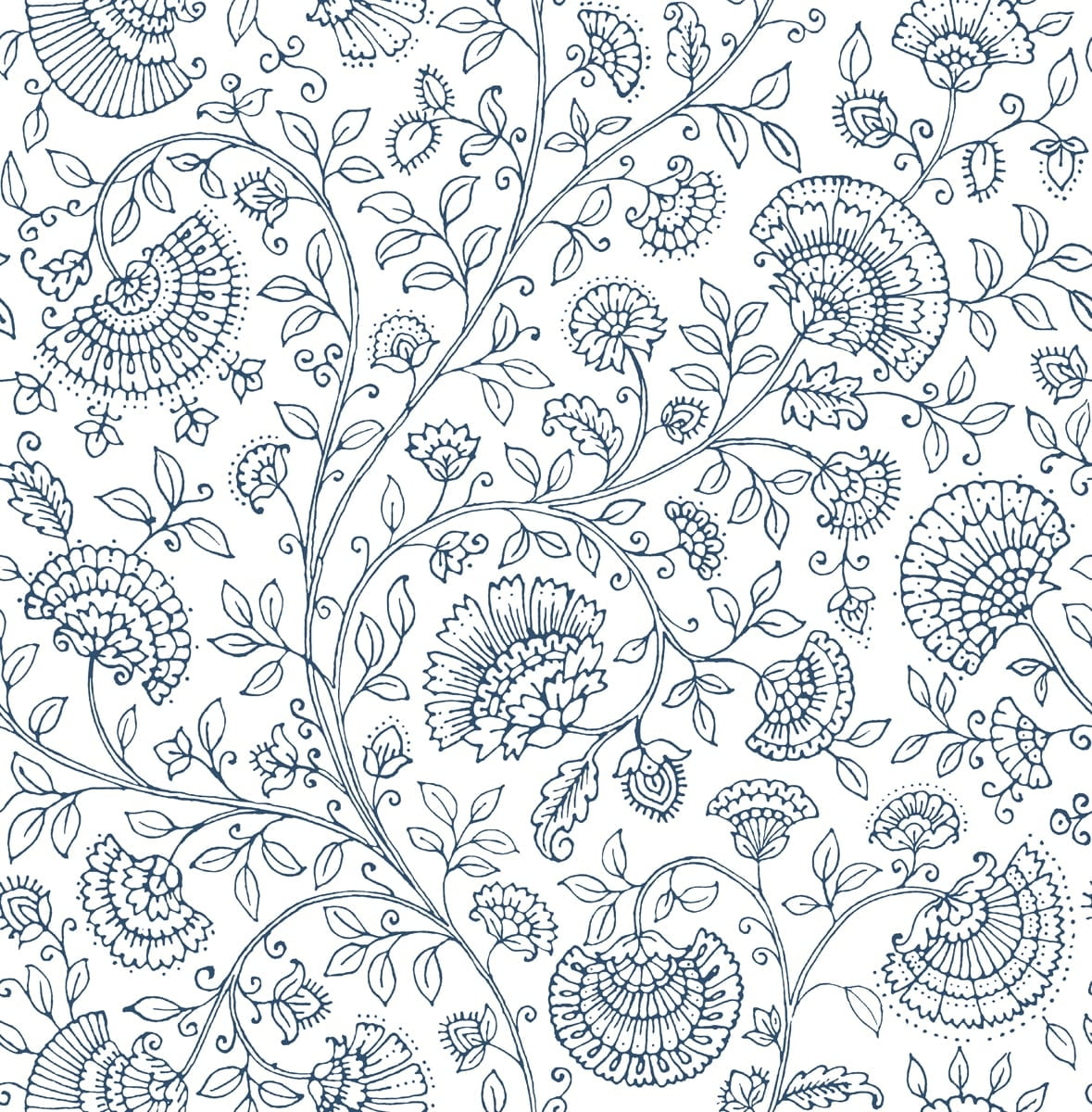 NextWall  Paisley Trail Peel and Stick Removable Wallpaper Midnight Blue