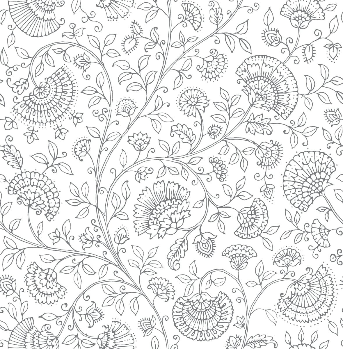 NextWall  Paisley Trail Peel and Stick Removable Wallpaper Slate Grey